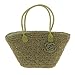 Generic Trendy Magazine Style Woven Gold Line Shell Bag Crochet Knitted Straw Bags - army green RS.750.00