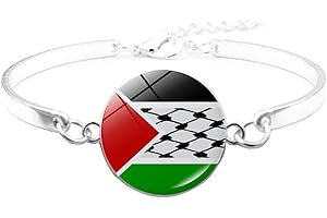 KUAIYIJU Bandiera della Palestina Bracciali in pelle multistrato tessuto perline braccialetto per uomo donna braccialetto gioielli moda accessori