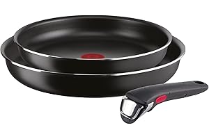 Lagostina Ingenio Essential Plus Set di Pentole e Padelle Antiaderenti in Alluminio per Gas e Forno, 3 Pezzi, Padelle Ø 24 e 28 cm e Manico Removibile