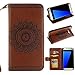Produktbild SMART LEGEND Samsung Galaxy S7 Edge Ledertasche Mandala Blume Drucken Brieftasche Handyhülle mit Handschlaufe Braun Muster Premium Schutzhülle Wallet Case Design Lederhülle Neu Zubehör im Bookstyle Cover Schale mit Ständer Standfunktion Etui Karten Slot und Magnetverschluss Flip Case
