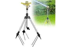 BAUSATZ 1pc Silvery Outdoor Water Sprinkler for Yard Lawn, 360 Degree Rotating, Adjustable Height, Zinc Alloy Sprinkler Head, Impulse Style, 32 - 39ft Spray Distance