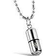 OIDEA Stainless Steel Pill Case Capsule Cross Medicine Keepsake Pendant Necklace Mens Unique Pendant Necklace for Women,Silver and Blue 22 inch Chain Include, Stainless Steel, No Gemstone
