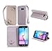 Produktbild Lonchee Samsung Galaxy S6 edge Wallet Tasche Brieftasche Schutzhülle , geprägten Design Hochwertige PU Leder Folio Tasche Case Hülle im Bookstyle mit Standfunktion Kredit Kartenfächer (grau)