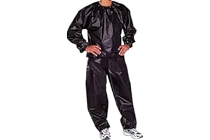 Hidyliu Tuta da Sauna Tuta da Sauna per Il Fitness del Sudore Tuta da Sauna per Tutto Il Corpo Tuta da Allenamento in PVC Esercizio, Fitness, Allenamento, Resistente allo Strappo(2XL-Nero)