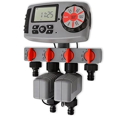 VidaXL Ordinateur d'irrigation Programmateur pour arrosage Kontrol 4 ports Tuyau de 3 V
