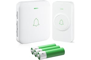 AVANTEK Fully Wireless Doorbell Battery Operated, Mini 1000 ft Rang IP55 Waterpoof Battery Door Bell, Door Chime kit with 52 Melodies, 5 Volume Levels CD Quality Sound, BW-11