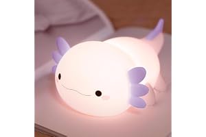FAMIDUO Axolotl Nattlampa, söt lila Axolotl-lampa, LED-mjuk nattlampa för barnrum, livsmedelsklassad mjuk silikon-djursänglam