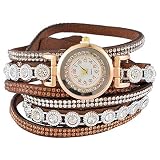 LD Damen Uhr Armbanduhr Uhr Quarzuhr Wickelarmband Analog mit Strass