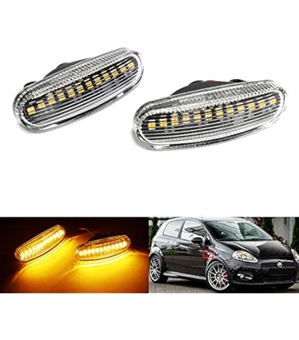 Indicatore di direzione Freccia Specchietto laterale LED Compatibile con Fiat Panda Grande Punto EVO Doblò Fiorino Qubo Stilo Lancia Musa Luce Dinamico Progressivo Fumè Nero Side Marker Dynamic