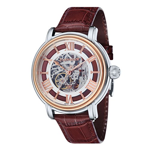 Thomas Earnshaw Longcase Men's Automatic Watch with Silver Dial Analogue Display with Brown Leather Strap ES-0032-03