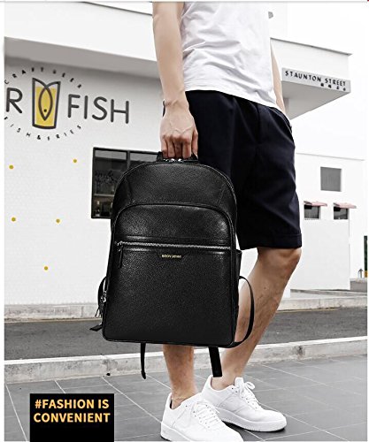 BISON DENIM Echtleder Rucksack Schule Laptop Rucksack Stilvolle Reise Wandern Business Daypack - 3