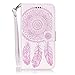 Lomogo [Windbell Embossing] 5.5" iPhone 7 Plus / iPhone 8 Plus Leather Wallet Case with Kickstand Card Holder Magnetic Closure Shockproof Flip Case Cover for iPhone 7 Plus / 8 Plus (5.5-inch) (White-Pink)