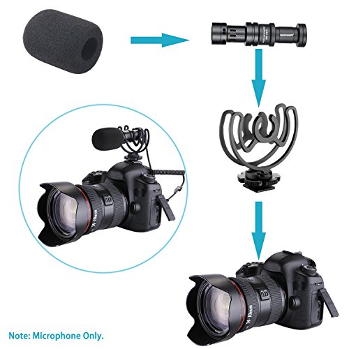 Neewer Micro Cam  ra Video Shotgun Microphone Cardio  de    Condensateur avec Amortisseur pour Canon  Nikon  Sony A7RII  A7  Panasonic GH5 GH4 GoPro Cameras  iPhone 7 7Plus  Samsung Smartphones NW-VM10 