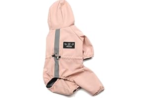 YAOTT Impermeabile per Cani in Mesh Traspirante Tutina per Cani con Pantaloni Felpa con Cappuccio Antipioggia Cappotto Pioggia Tuta Riflettente Cani Taglia Piccola Rosa XXL