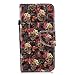 Price comparison product image Gelusuk Huawei P20 Pro Leather Case,Ultra Slim Flip Wallet Case with Card Slots Kickstand Feature,Durable Folio Protective Case Inner Backcover for Huawei P20 Pro-Flower skull