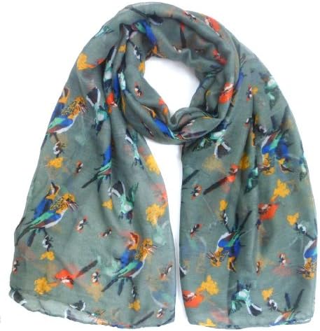 Ladies Love Bird Print Fashion Scarf (Grey)