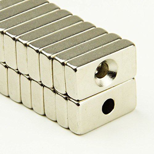 MAGNETS365 N35 starke Neodym Quadermagnete 20*10*6mm mit Senkung Bohrung Loch (20stück)