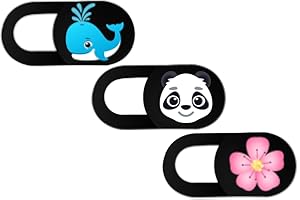 hidemonkeys Webcam Abdeckung 3er-Pack mit Emoji Design. 0,8 mm superdünner Camera Cover, Slider Kamera Abdeckung für Laptops, Tablets, Handys, iMac, iPhone, Notebook (Wal, Panda, Blume)
