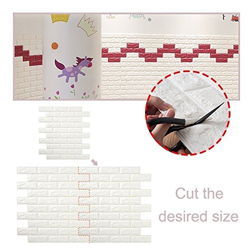 10 Blatt 3D Stereo-Aufkleber kasi Stein Tapete Ziegelstein für Fernsehapparat Wände / Sofa-Hintergrund-Wand-Dekor wasserdichter Wand-Aufkleber Design Tapete weißer Ziegelstein Mauerstein Tapete, 3D Wand-Verkleidungen (10 Blatt, weiß) - 2