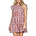 Produktbild Lucky mall Frauen Plaid Kurzes Kleid mit Rüschenärmeln, O-Neck Mini Lose Kleid