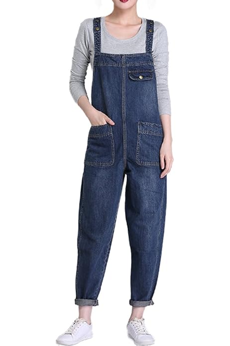 Peto Vaquero Para Hombre - Mono De Trabajo Holgado Con Tirantes Y Múltiples Bolsillos