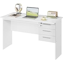 Scrivania Vicco Colin Bianca 90x50 Cm - Compatta Con Cassetti Per Casa E Ufficio