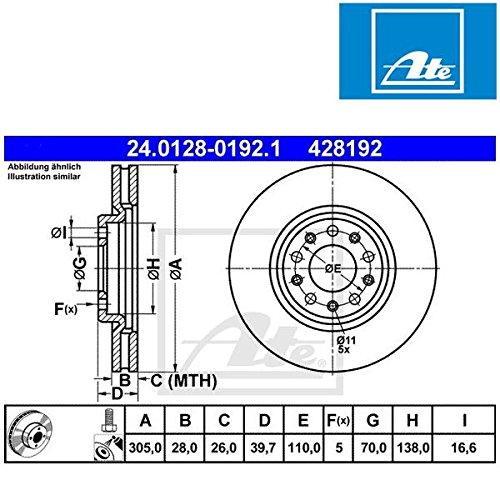 Preisvergleich Produktbild ATE 24012801921 Bremsscheibe - (Paar)
