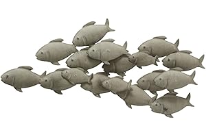 Boltze Objeto de pared decorativo para pared, diseño de enjambre de peces, hierro gris, 62 x 5 x 28 cm