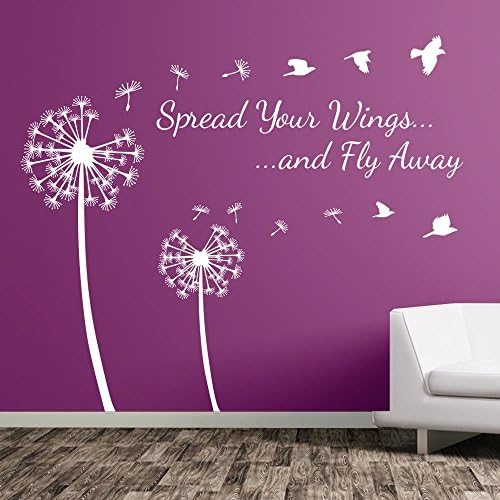 Dandelion Floral Spread Your Wings &amp; Birds Decal Wall Stickers Decor Flower A363