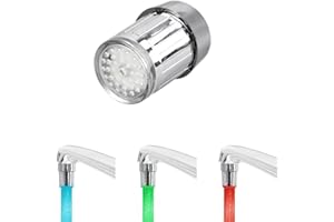 Fashome Robinet d'eau LED coloré à avec 3 couleurs Changement de contrôle de la température, Torchon de robinet de courant d'eau pour la cuisine et les salles de bains