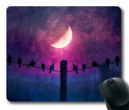 Preisvergleich Produktbild Bird Standing Electric Wire in Purple Night Design 7"*9"