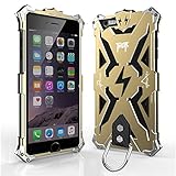  Eastcoo Thor - Carcasa para iPhone 6S, Carcasa de Goma de Aluminio híbrido Resistente a los Golpes, Carcasa Trasera rígida con Gancho Deportivo para iPhone 6 (Dorado/Negro)