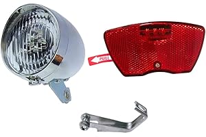 Think Aloha Kit Fanale Luce Anteriore e Posteriore Bici Stile Vintage 3 Led - Fanale Anteriore Bicicletta + Fanale Posteriore Bici Rosso Portapacchi Batterie Incluse - Graziella R Olanda City Bike