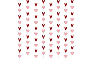 Jwssor 8 packs Heart Garlands,12 meters Valentines Bunting Banner String,Valentines Hanging Garland,Valentines Day Heart Decoration for Wedding,Engagement