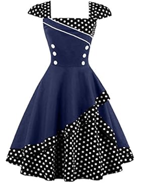 Babyonline® 50er Vintage Rockabilly Partykleider Cocktailkleider Polka Dots Faltenrock Swing Sommer Kleid FS1506