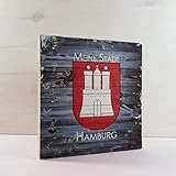 Holzbild Shabby-Chic *MEINE STADT HAMBURG**WOOD* Maritim, 20x20 cm *UNIKAT* - Holzbild, Wandbild, Landhausstil, Shabby Chic, Vintage, Bilder, Motive, Hamburg, Geschenkidee, Souvenir, Deko