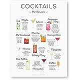 CNHNWJ Cocktails The Classics Rezept Kunstdruck Bar Poster Cocktail Anleitung Bild Kunst Leinwandbild Geschenk Küche wandbild