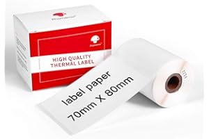 ‎PHOMEMO Phomemo Thermoetikett, selbstklebendes Etikett, 70mm * 80mm, kompatibel mit Phommeo M200 Etikettendrucker, Büro-geeignet, Adressetikett. 100 Etiketten pro Rolle