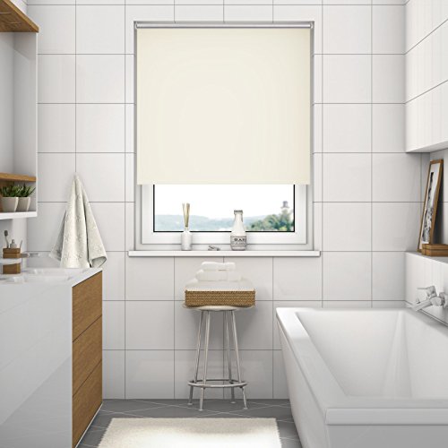 DESWIN Rollos – Set: Verdunkelungsrollo + Premium-Klemmhalter – 105 x 160 cm ALTWEISS – (KlemmFix Rollo mit Metallkette, Klemmhaltern, Rollo-Magnete, Halter zum Schrauben) - 3