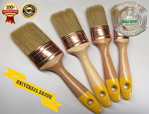 #WS4 - SET OF 4 - CHALK PAINT professional furniture painting , wood dying and staining SHABBY CHIC OVAL BRUSHES mix bristle BRUSH annie