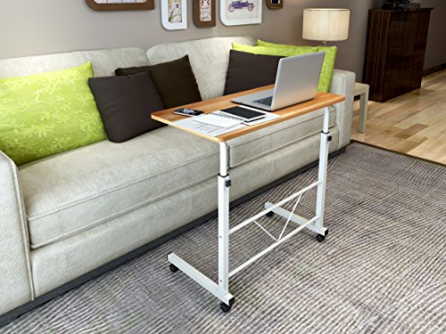 Soges 80x40cm Betttisch / fahrbarer Laptoptisch neigungs und höhenverstellbar auch für die professionelle Pflege, Teak - 8