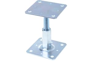 Aqbau® Support de poteau réglable en hauteur 110x110 mm Chaussures de poutre, support de poteau, support de poteau, pied de support réglable, pied de sol, pied de béton à visser galvanisé