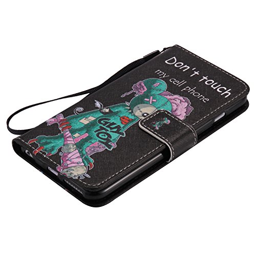 Feeltech iPhone 6 Plus/6s Plus Hülle PU-Leder und Brieftasche Bunte Muster Fall mit Magnetverschluss, Hybrid-Kickstand mit Stand-Funktion, schlagen Sie schützende weiche TPU Stoßstangenabdeckung und Kreditkartenhalter für iPhone 6 Plus/6s Plus Handgelenk Bügel-Buch-Art-Geldbeutel-Tasche mit 2 In 1 Berühren Sie Stift – Grüne Maus - 6