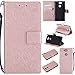 Produktbild pro Sony Xperia XA2 Hülle,Geprägte Muster Handy hülle / Tasche /Cover /Case für das Hülle pro Sony Xperia XA2 – PU Leder Flip Cover Leder Hülle Kunstleder Folio Schutzhülle Wallet Tasche Etui Standfunktion Kredit Kartenfächer+Schlüsselanhänger (Roségold)