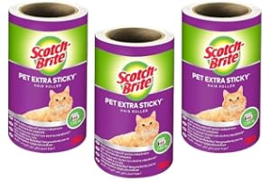 Scotch-Brite husdjur extra klibbig påfyllning av hårrullar, 3 rullar x 48 enkla riv-ark (totalt 144 ark) - designad för husdj