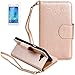 Produktbild ISENPENK Samsung Galaxy J5(2015)/J500F/J5 Duos Flip Case,Original Flip Bookstyle Cover Wasserdicht Shockproof Anti Slip Protection Multifunktions Leather Case Wallet Hülle,Mädchen Vögel und Katze Print Muster Pattern Wallet Case mit Intern Karte Schlitz,Anti-Sturz Stoßfest Stoßdämpfend Triangle Hemming Wallet Tasche,Magnetic Closure Schutzhülle mit Standfunktion Handy Gürtel für Samsung Galaxy J5(2015)/J500F 5.0Zoll-[gold]+Panzerglas/Schutzfolie/Displayschutzfolie