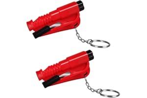 GADIRIA Martillo Rompe cristales y cortador de cinturón de seguridad - 2 Unidades - Martillo de Seguridad para emergencias indispensable en su Coche Que Incluye Silbato para Pedir Ayuda a Distancia. (Rojo)