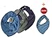 Produktbild  SUPER KOMBI-SET  PIPPI 3er Set Jungen Baby Kinder HALSTUCH 3 Stück taubenblau / mittelgrau / schwarz  + GRATIS 1 Bestseller Halstuch gesteift in hellblau & blau 