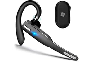 NK Auricular Inalámbrico Manos Libres Bluetooth V5.1 con Micrófono y Cancelación de Ruido, Conexión de Dos Dispositivos para iPhone, Android y PC - Incluye Estuche