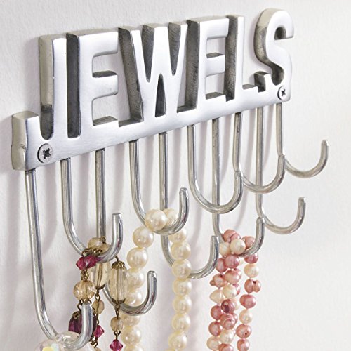 Schmuckhalter Wandhaken mit Schriftzug „Jewels“ für Ketten & Schmuck, Metall, ca. B20 x T4 x H12 cm - 2